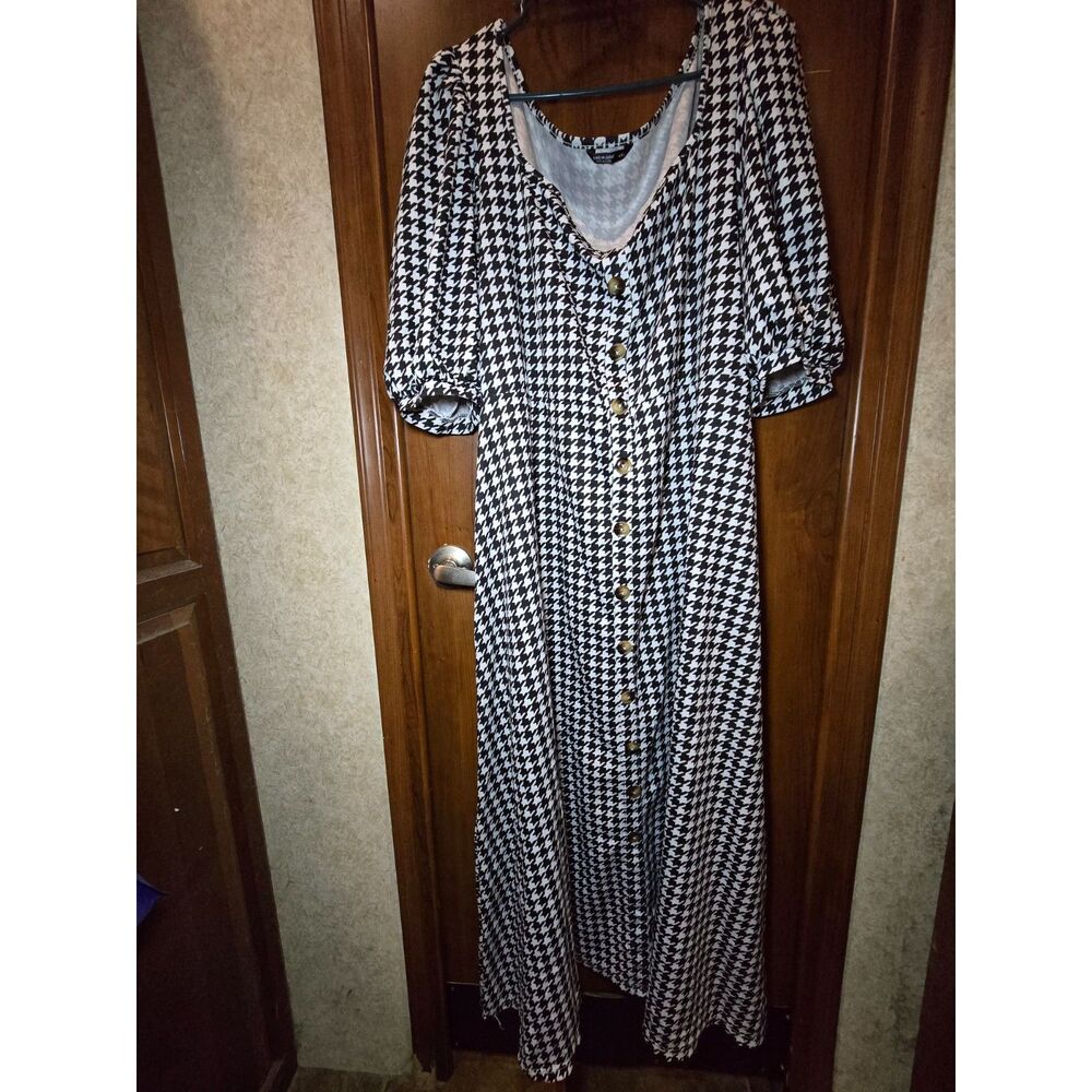 EUC Shein Curve Houndstooth Maxi Dress Sz 4XL